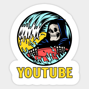 You Tube Surfer Skull Sticker